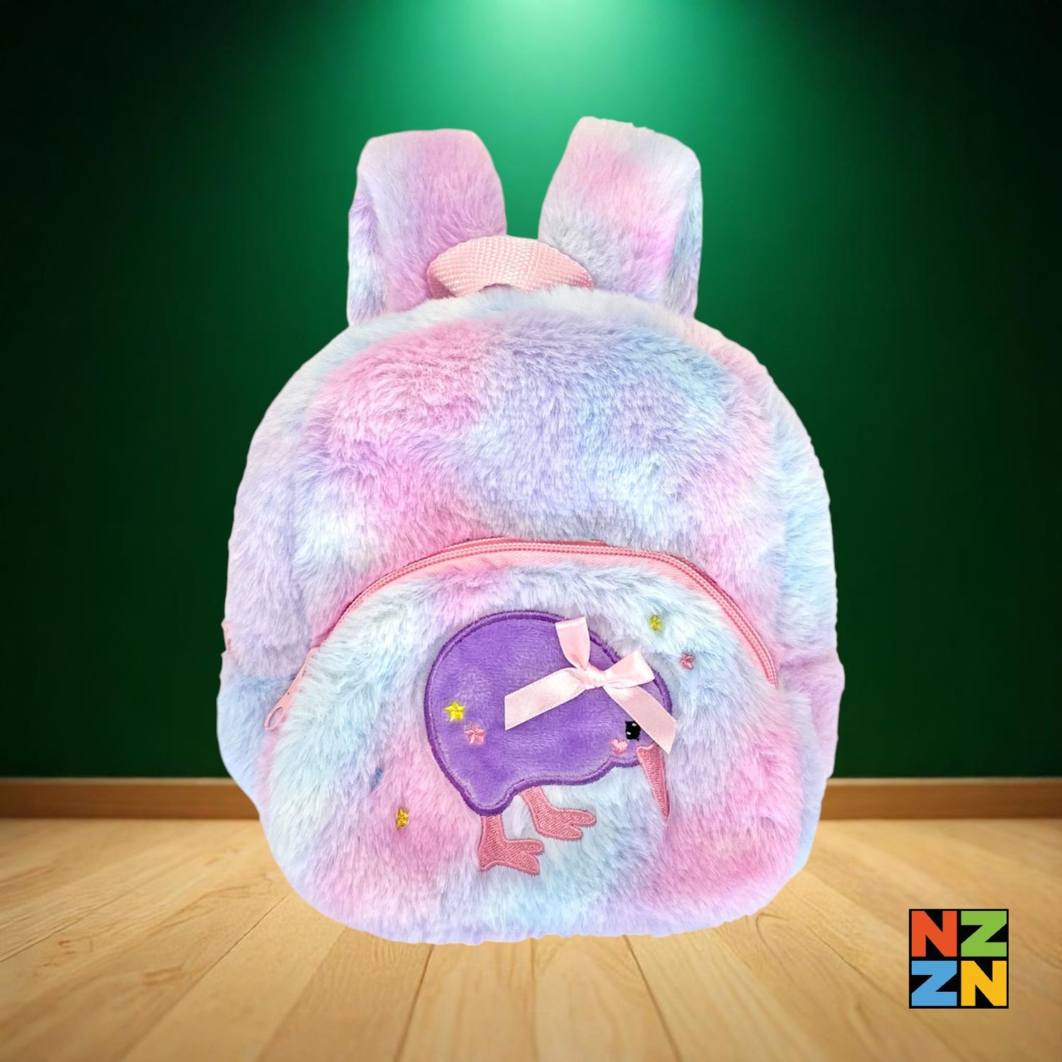 Rainbow Plush Kiwi Backpack