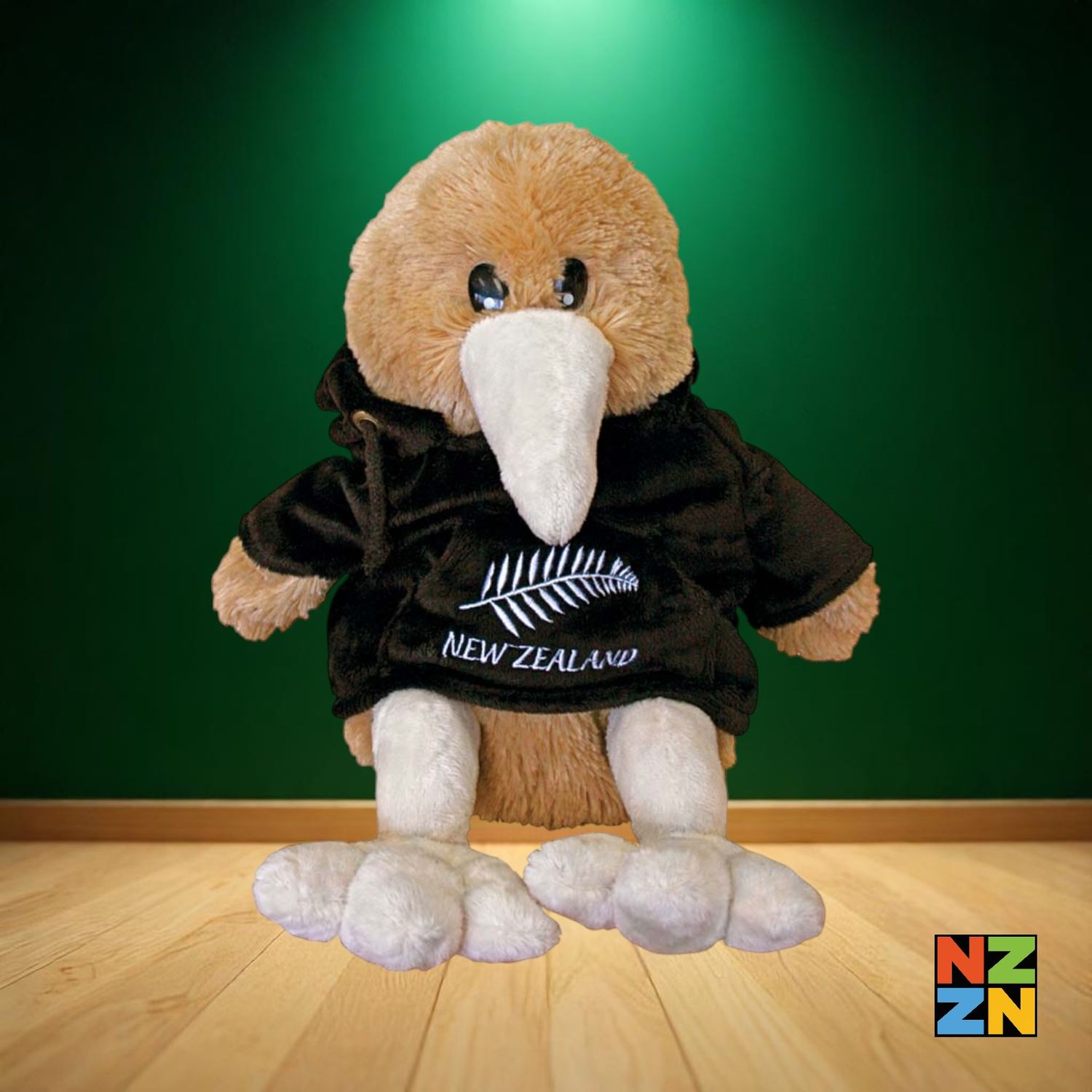 Kiwi Wearing a Fern on a Black Hoody Backpack
