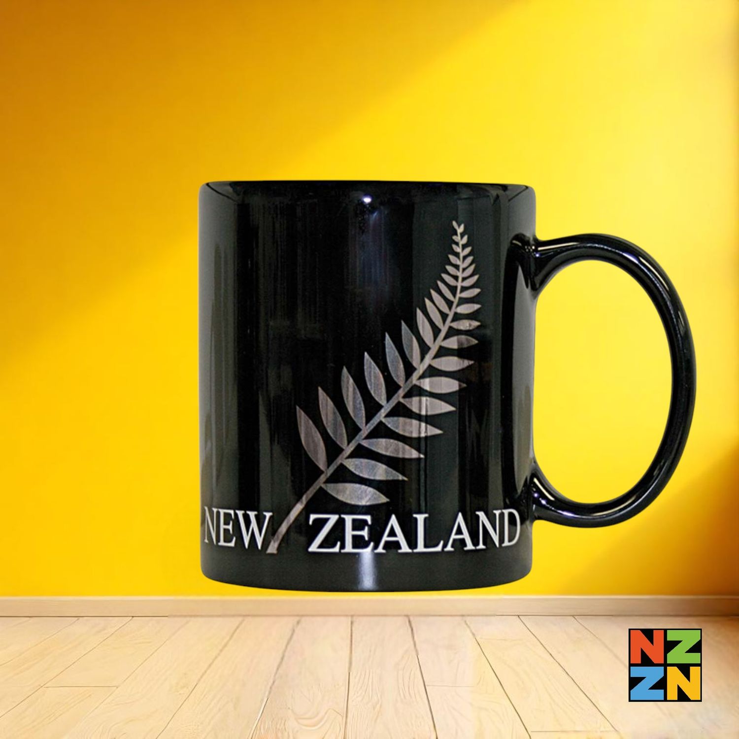 Black Mug NZ Fern 11Oz