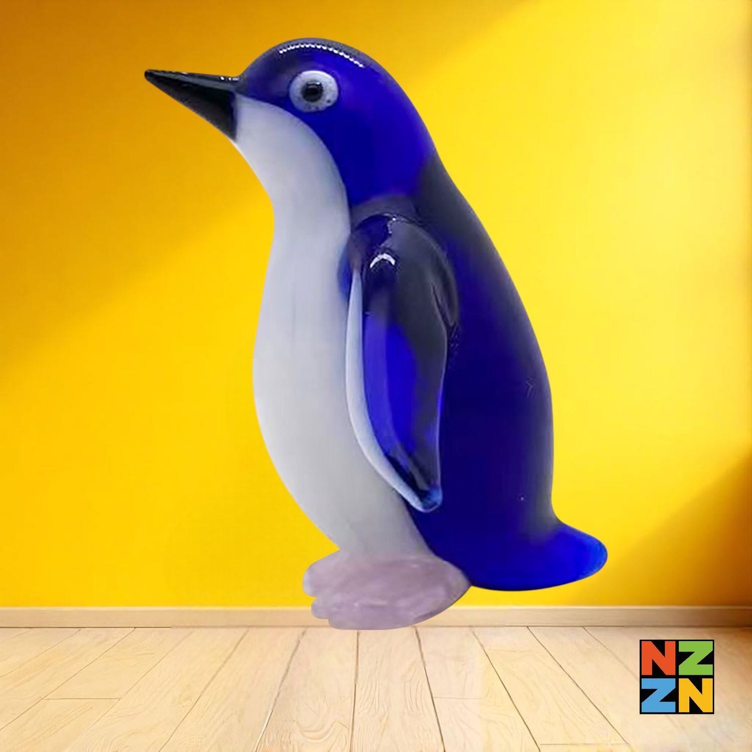 Glass Figurine Blue Penguin