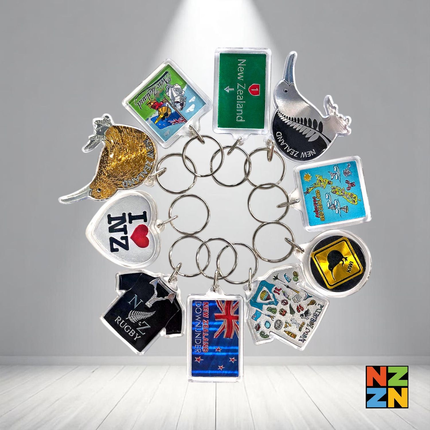 10Pk Acrylic Foil Keychain Bundled Assortment
