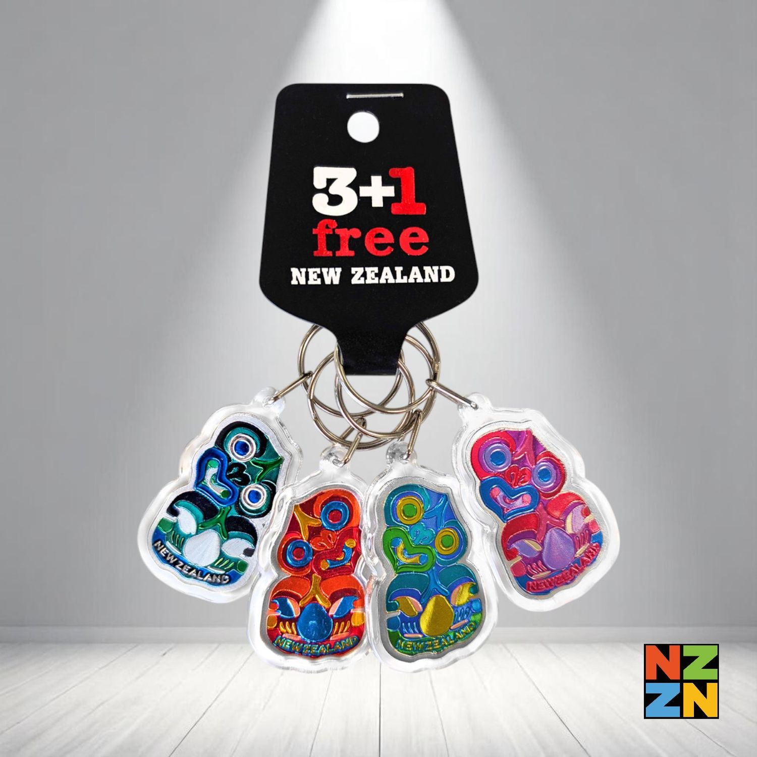 Acrylic Foil 4Pk Tikis Keychains