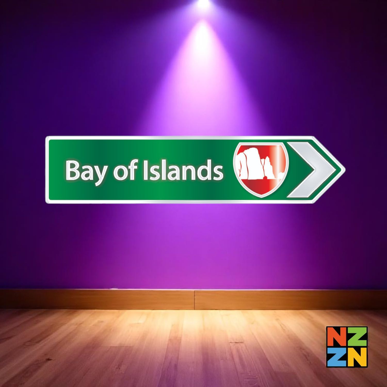 Green Roadsign Bay Of Islands