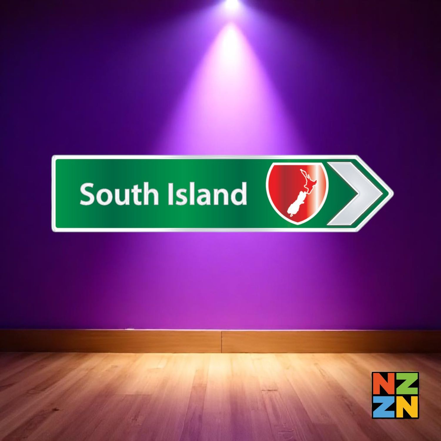 Green Roadsign South Island