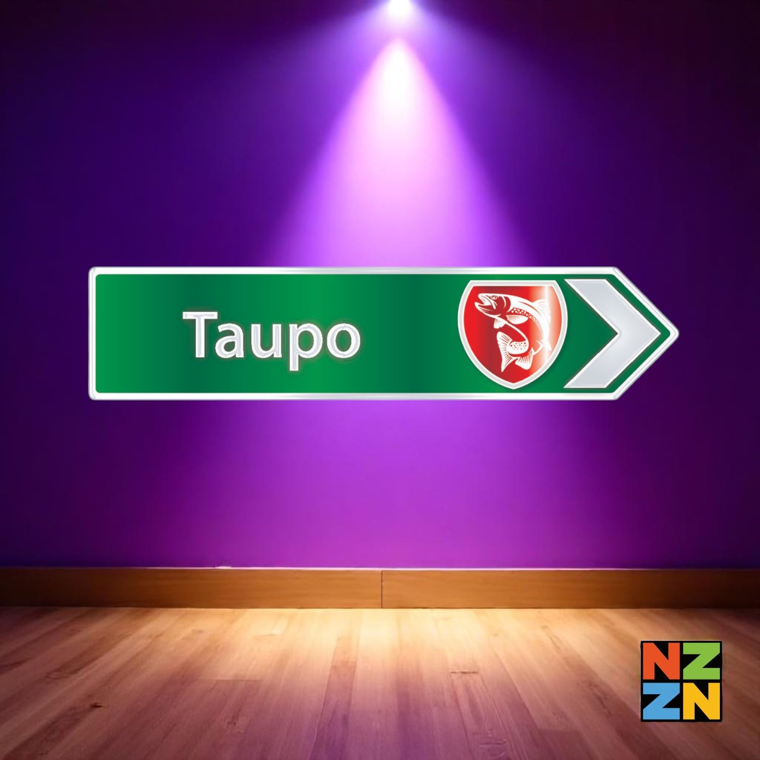 Green Roadsign Taupo