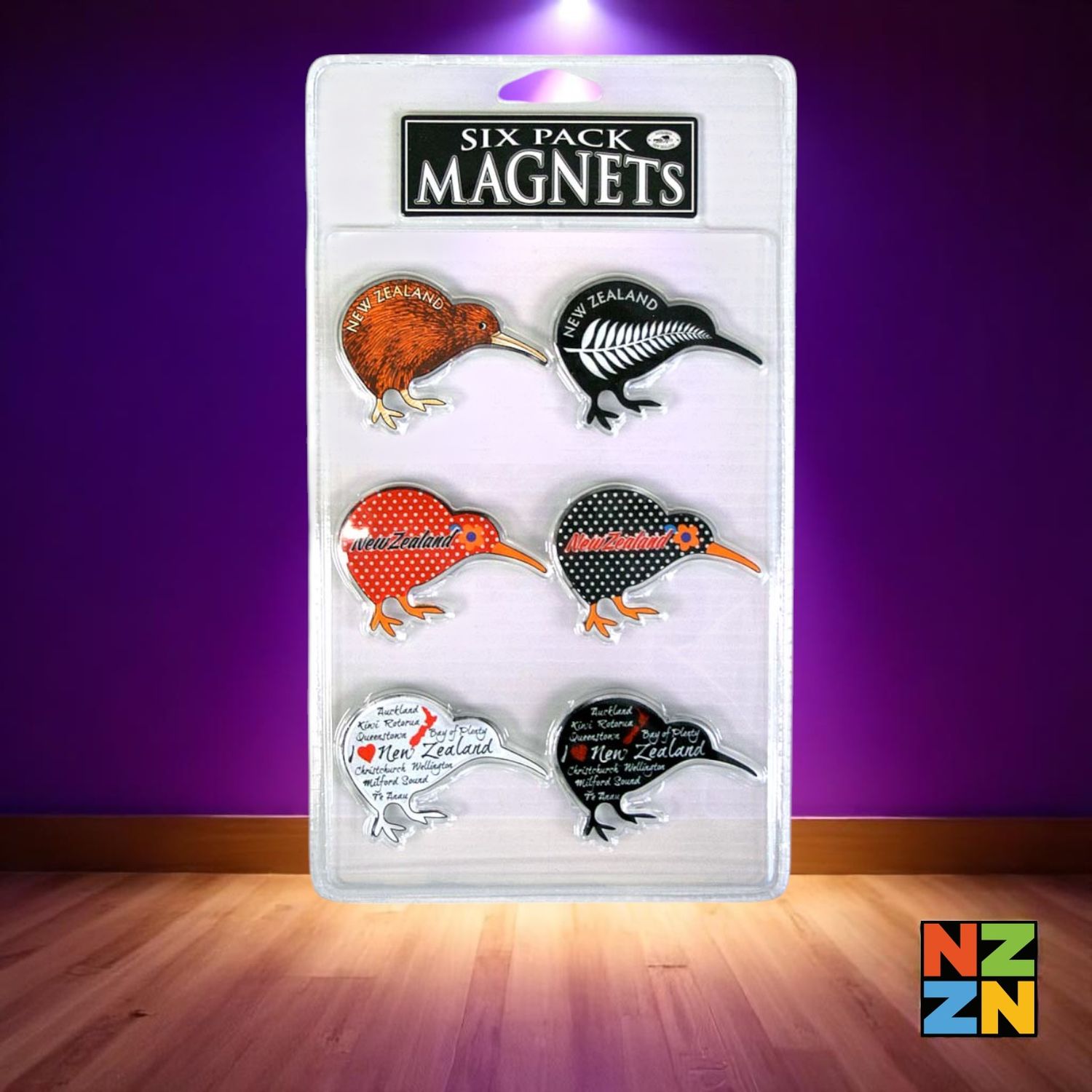 6 Pc Blister Pkt Kiwi Asstt Magnets