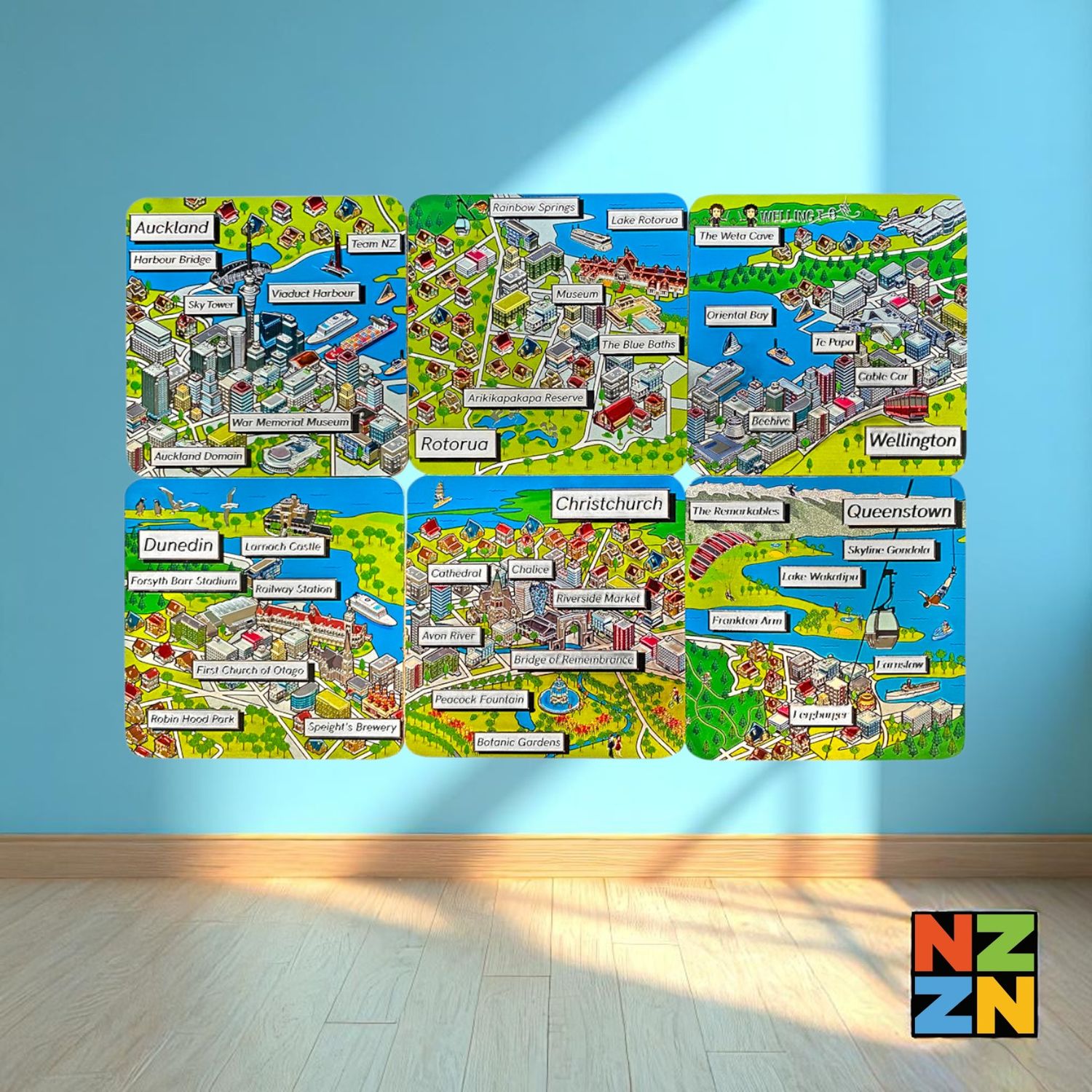 Foil Coaster 6Pk 3D Cities