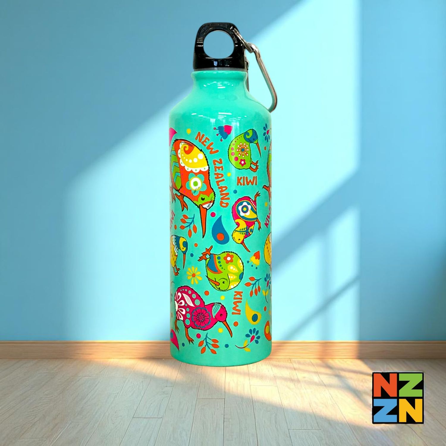 Water Bottle - Paisley Kiwis Teal