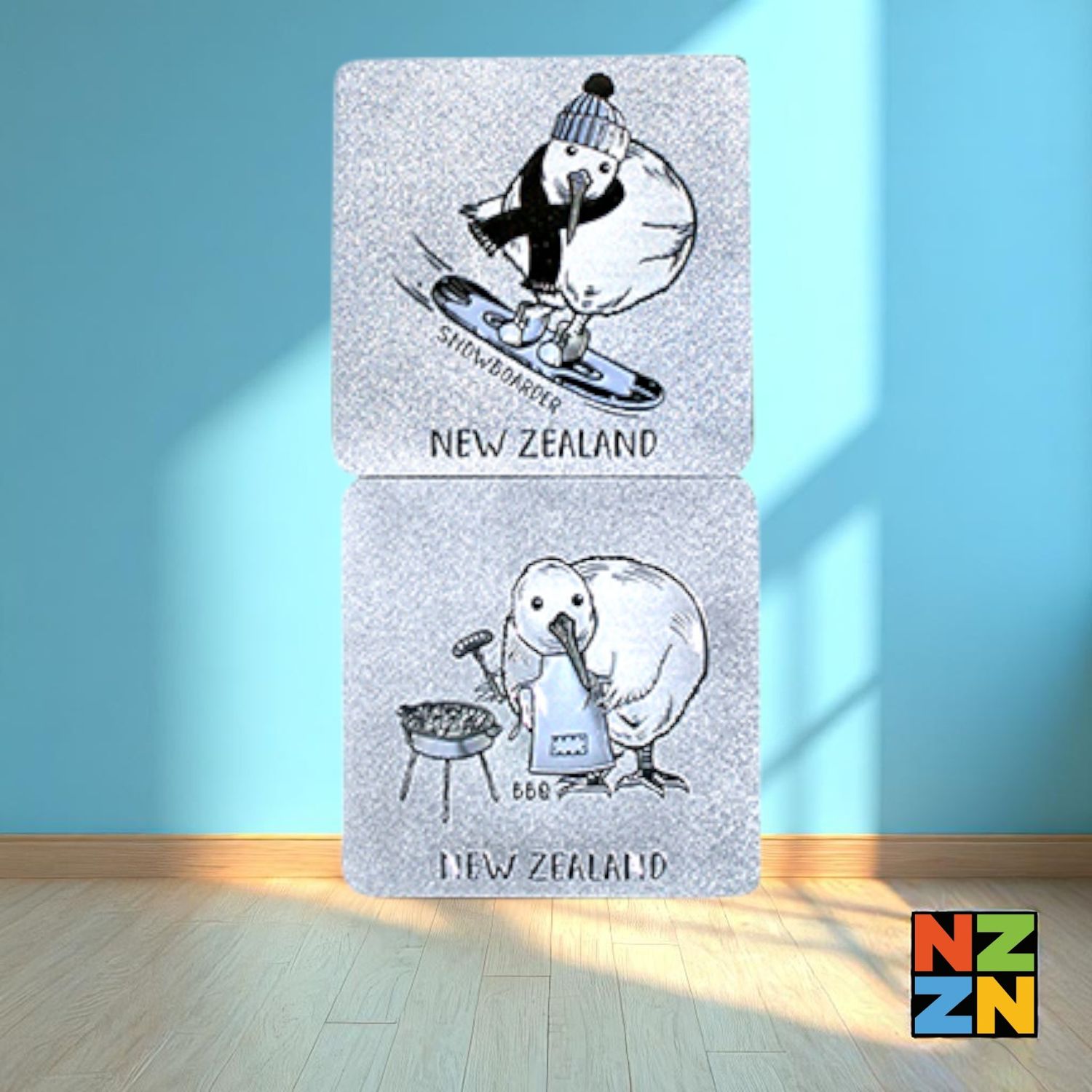 Foil Coaster 4Pk Kiwis Of NZ