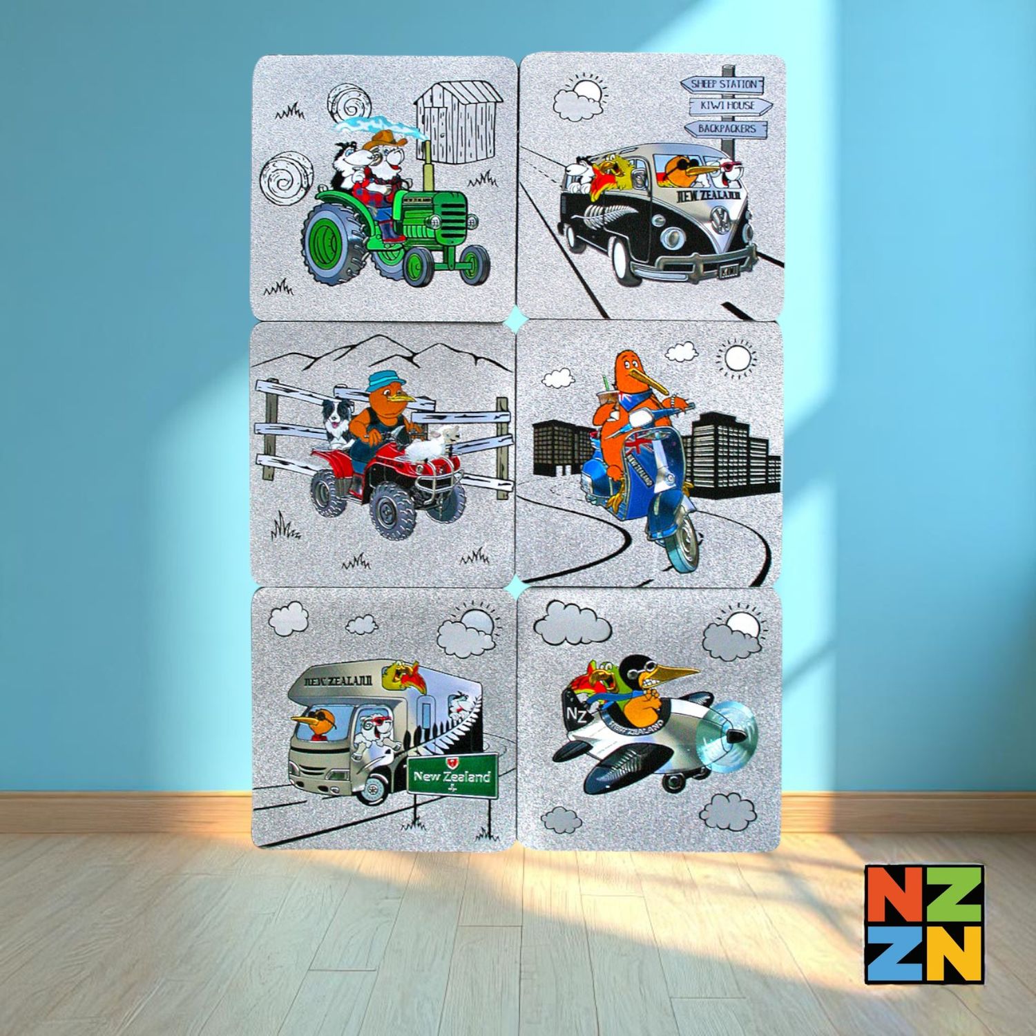 Foil Coaster 6Pk Vehicles