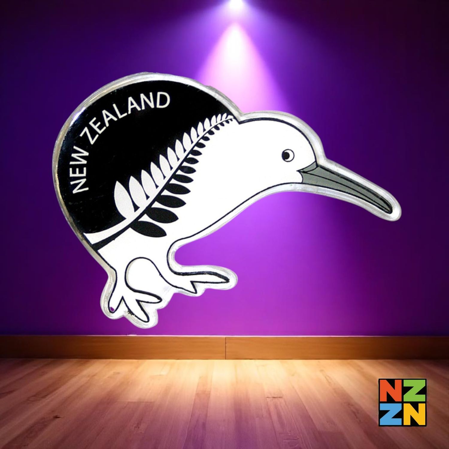 Magnet Acrylic Kiwi Shape B/W Fern