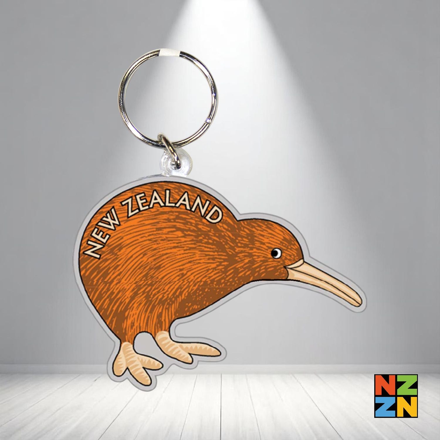 Acrylic Kiwi Shape Keychain Brown Kiwi