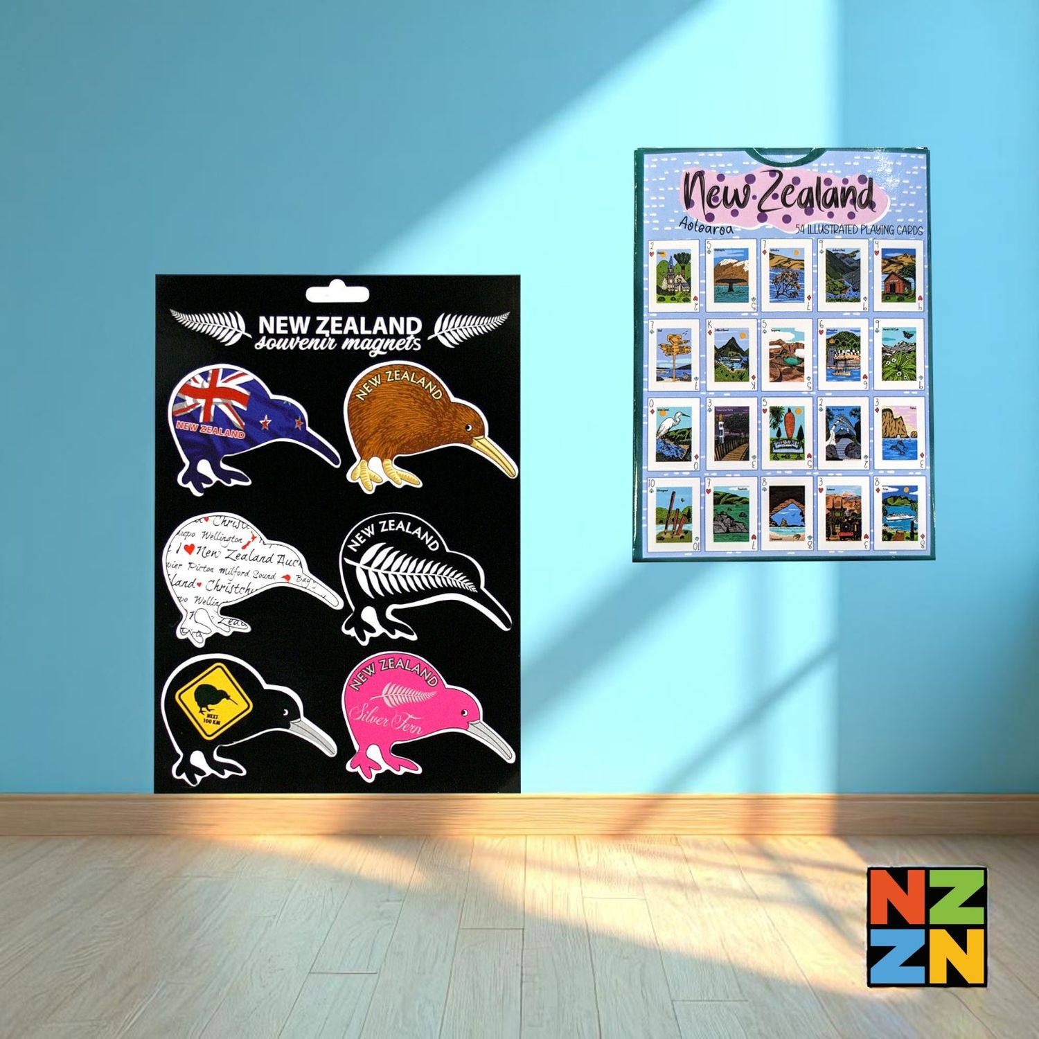 Airbnb - New Zealand A - 6 Kiwi Magnets - Playing Cards NZ Destinations