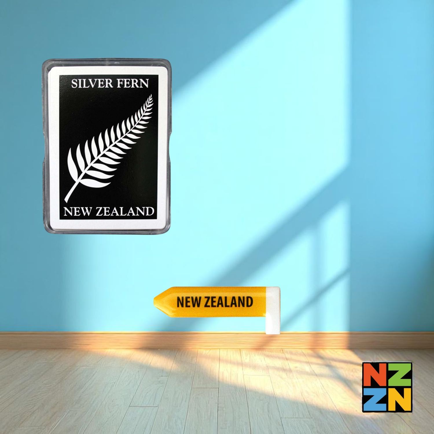 Airbnb - New Zealand C - Playing Cards Silver Fern - Yellow Roadsign Magnet