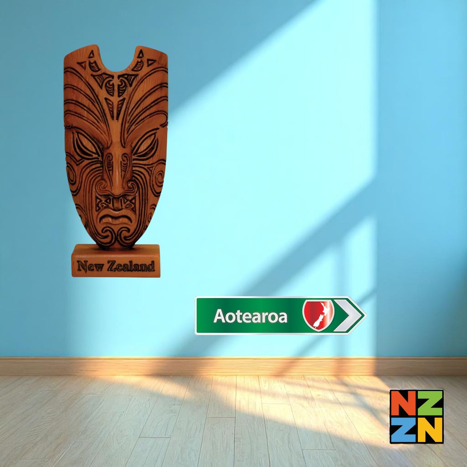 Airbnb - New Zealand D - Ceramic Whakairo - Green Roadsign Magnet