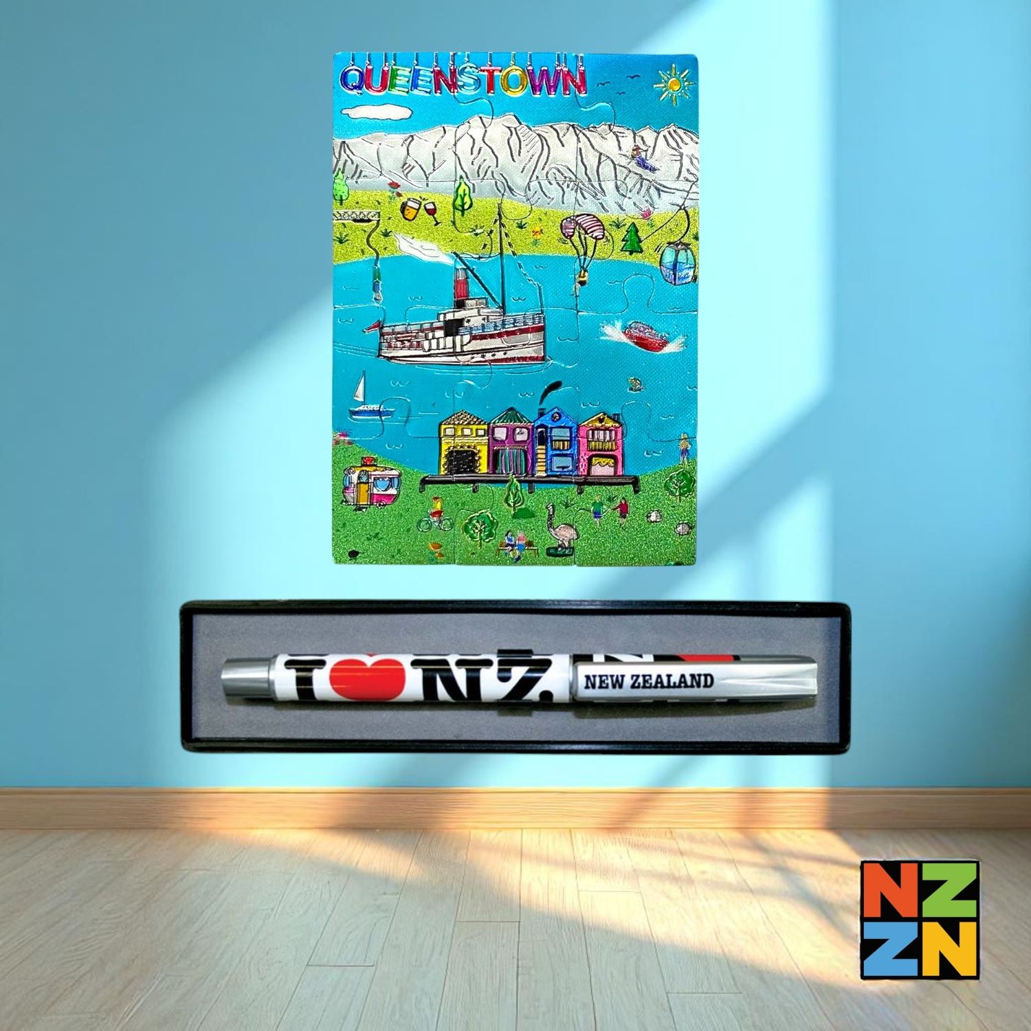 Airbnb Welcome Pack - Queenstown D - Display Case Pen x 1 I Love NZ - Magnet Puzzle Queenstown