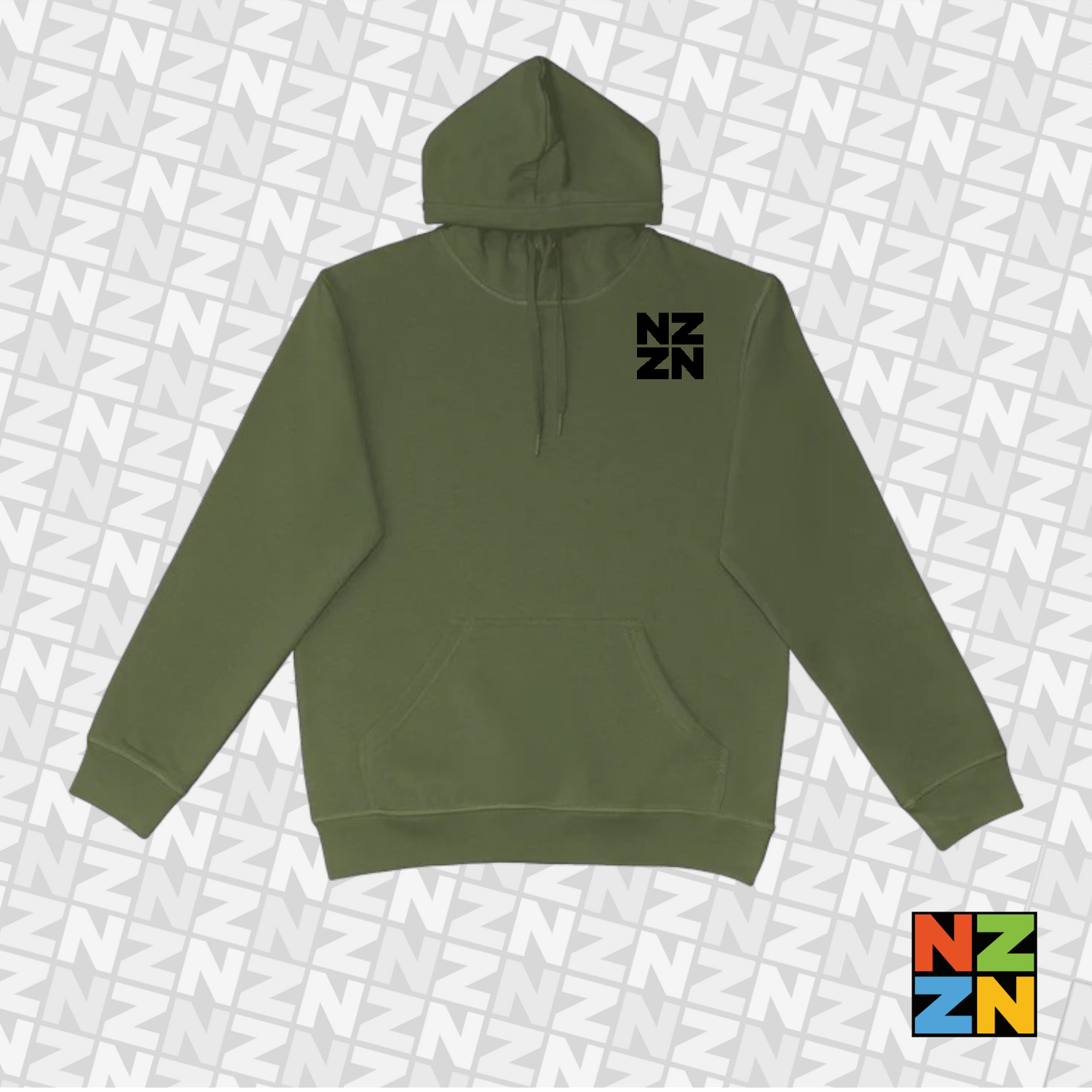 NZZN Mens Hoodie Military Green