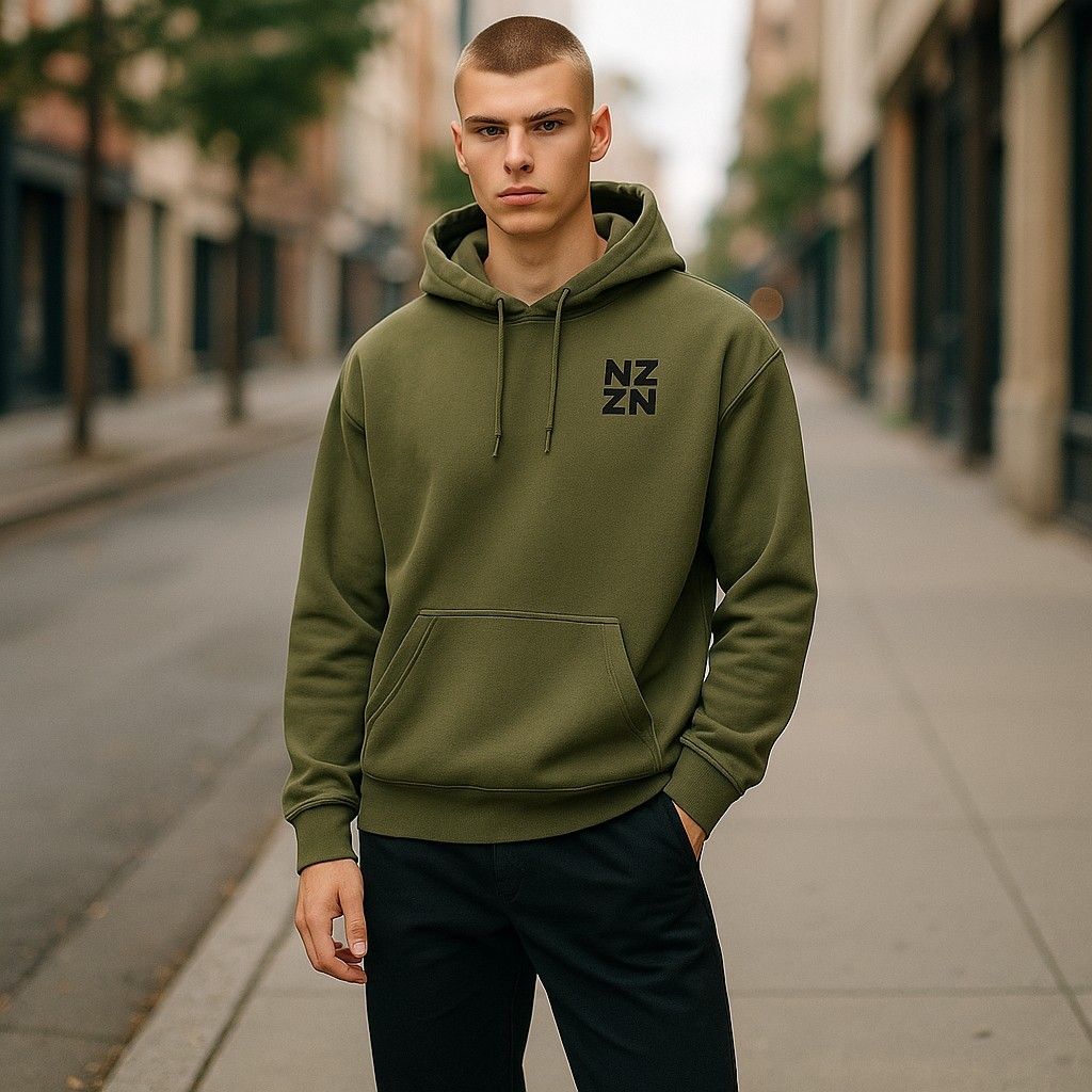 NZZN Mens Hoodie Military Green