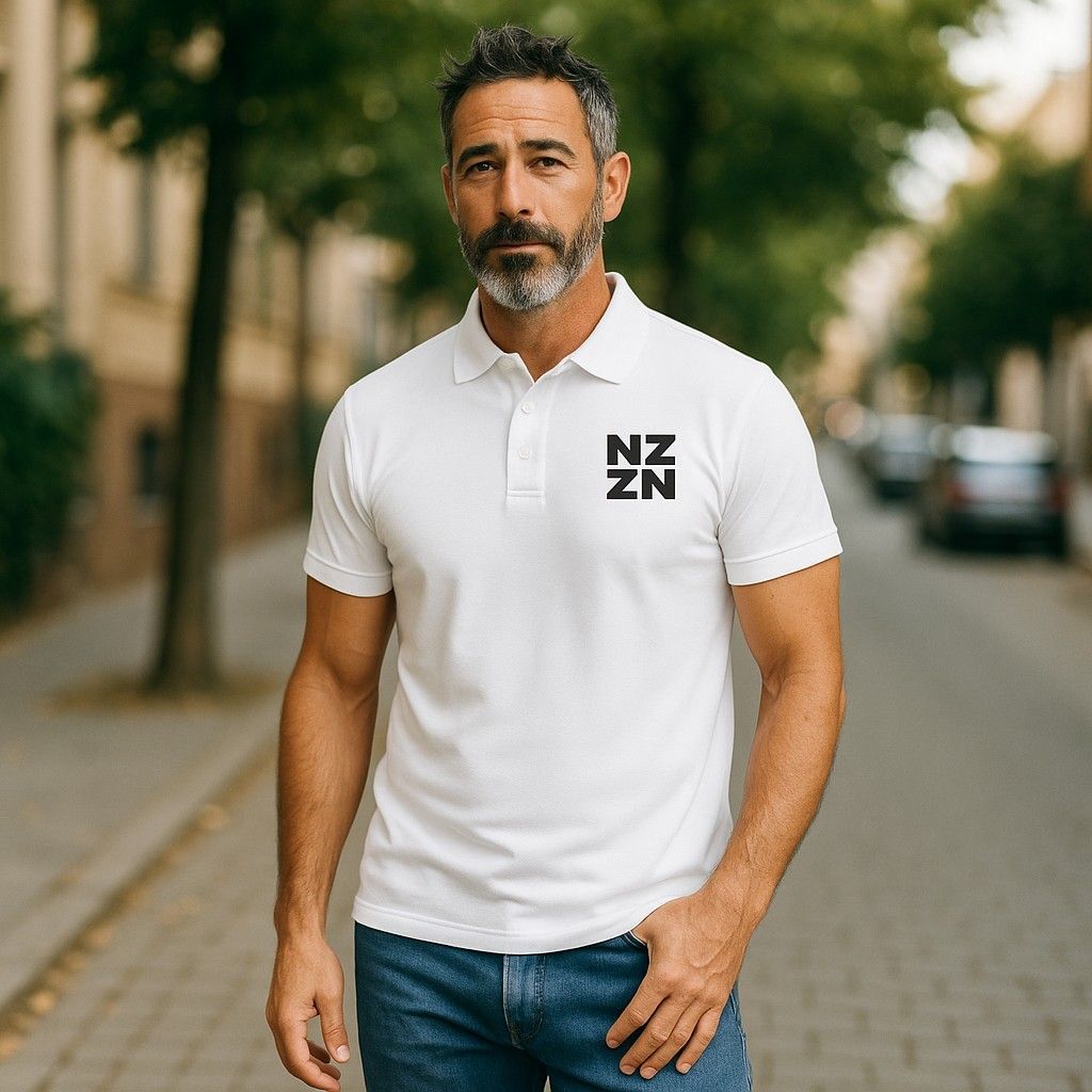 NZZN Mens Polo Shirt White