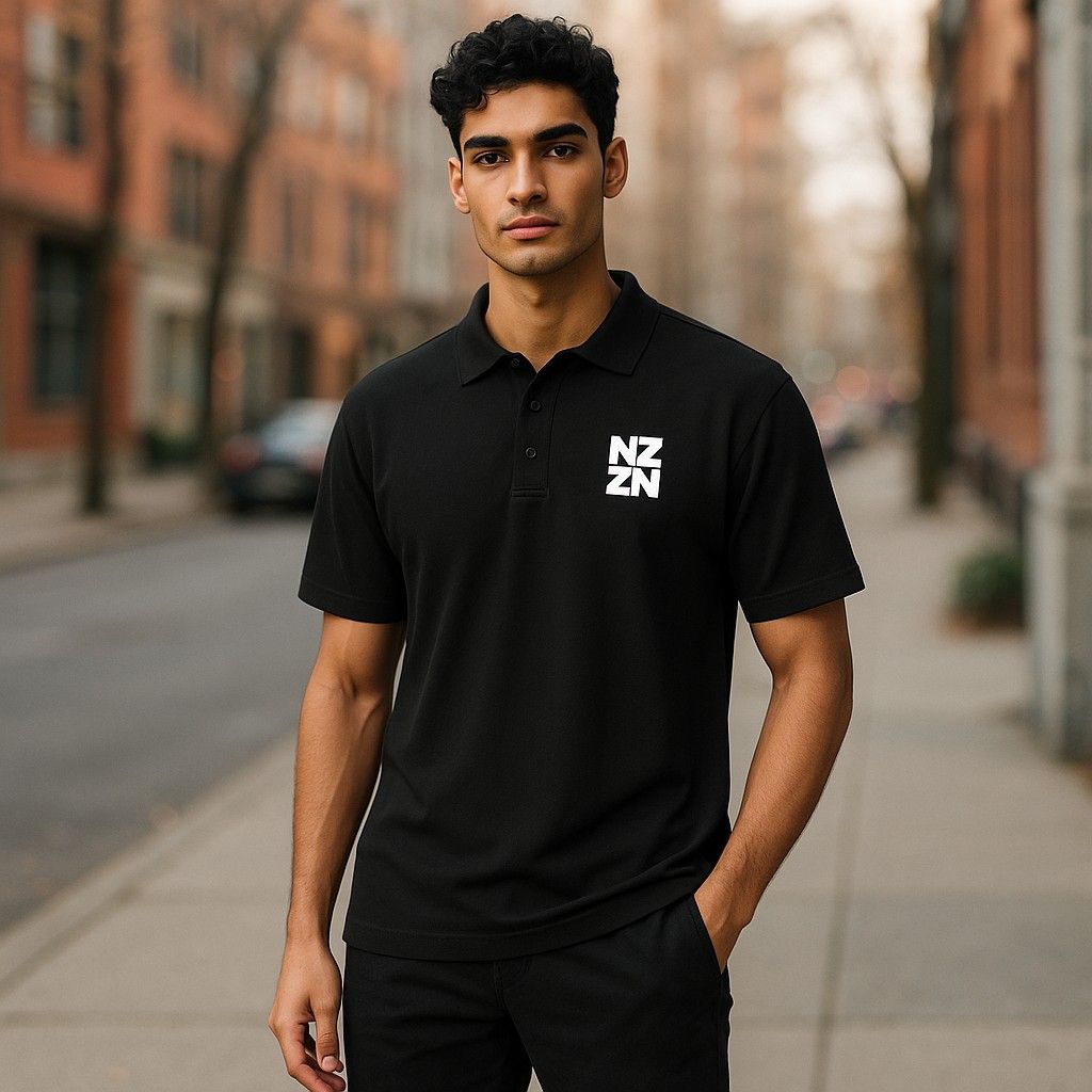 NZZN Mens Polo Shirt Black