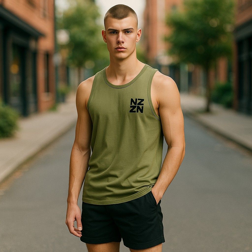 NZZN Mens Singlet Military Green