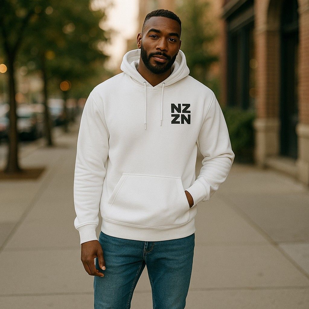 NZZN Mens Hoodie White