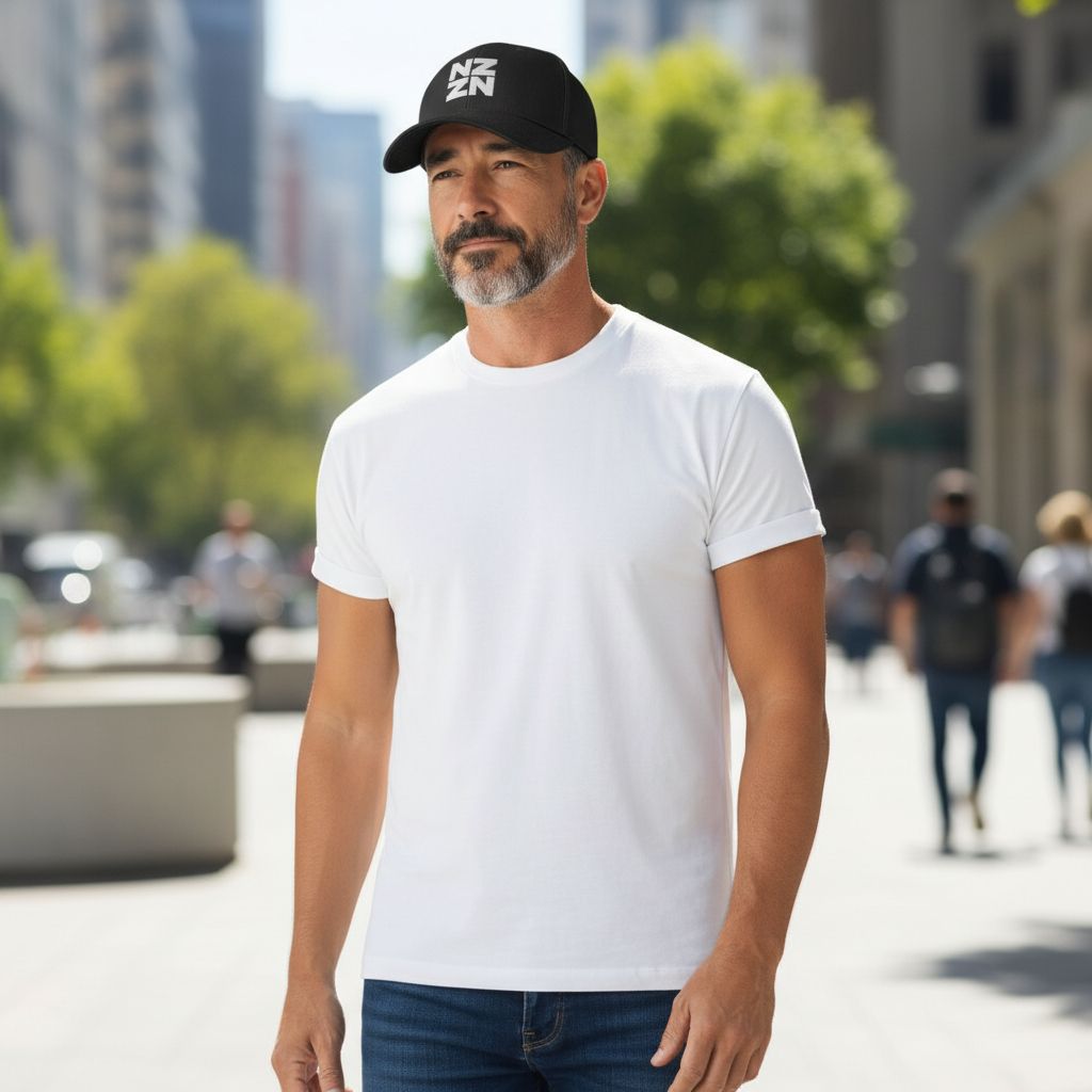 NZZN Adult Cap Black with Block Logo White