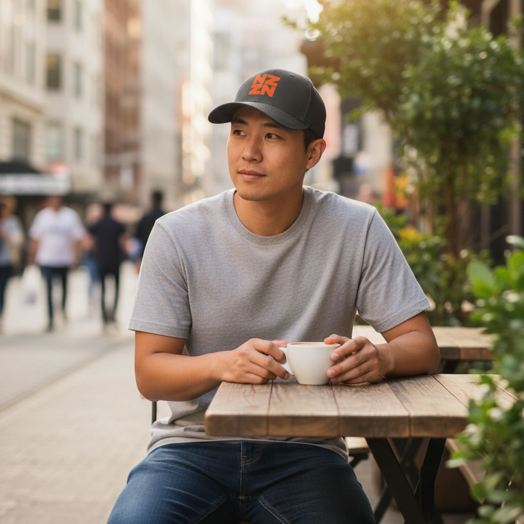 NZZN Adult Cap Black with Block Logo Red