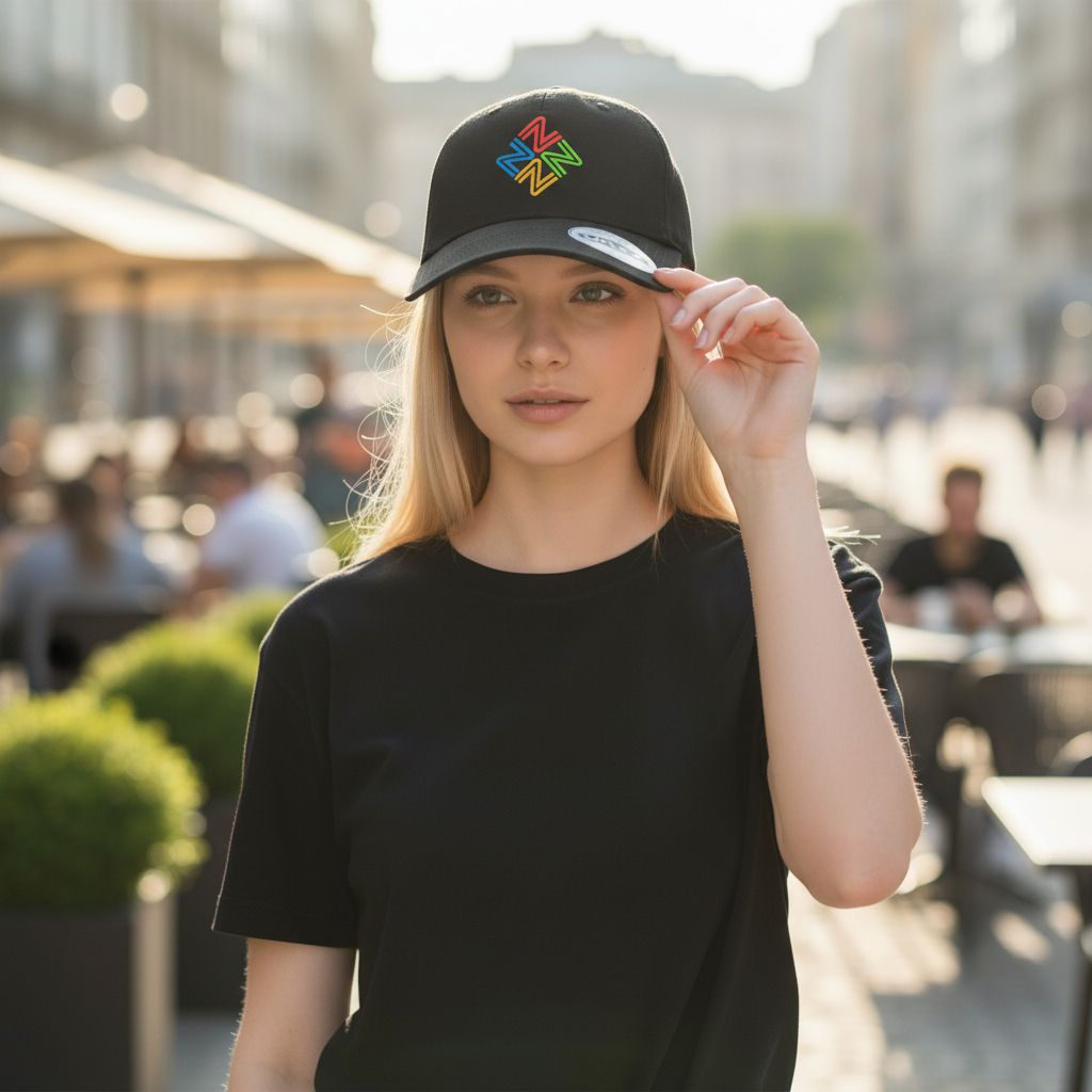 NZZN Adult Cap Black with Spindle Logo Multicolour