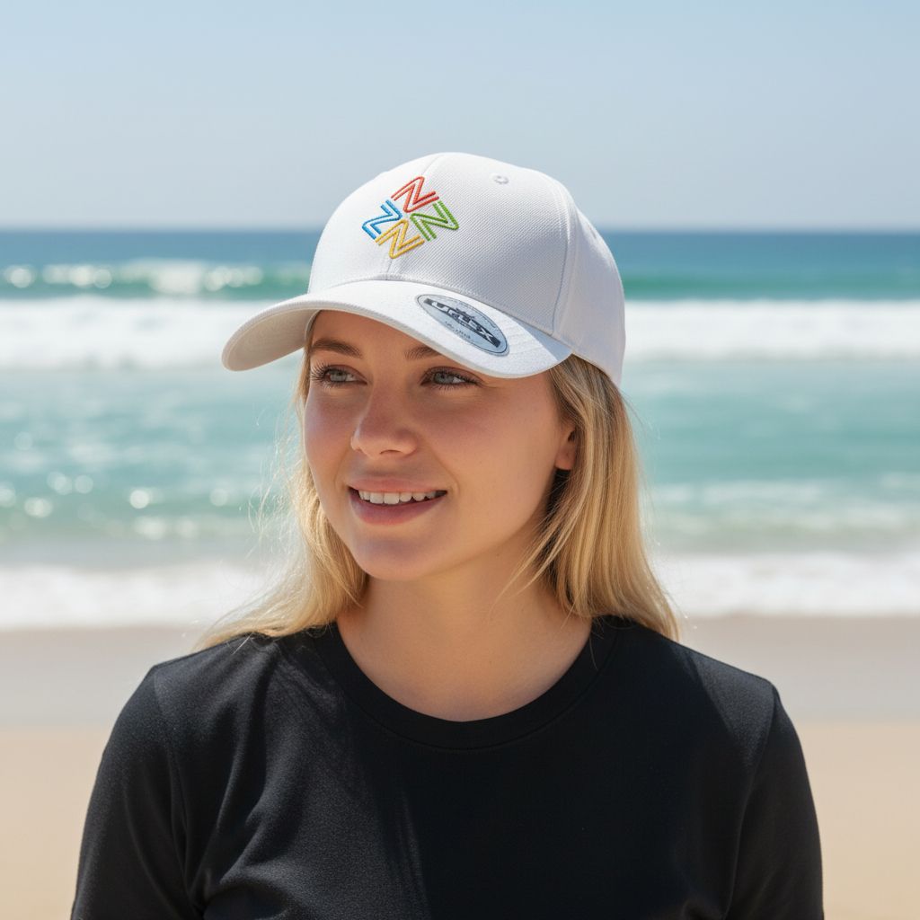 NZZN Adult Cap White with Spindle Logo Multicolour