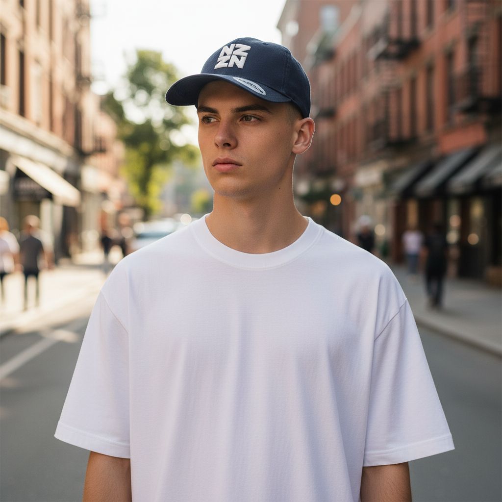 NZZN Adult Cap Navy with Block Logo White