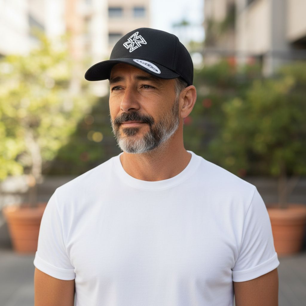 NZZN Adult Cap Black with Spindle Logo White