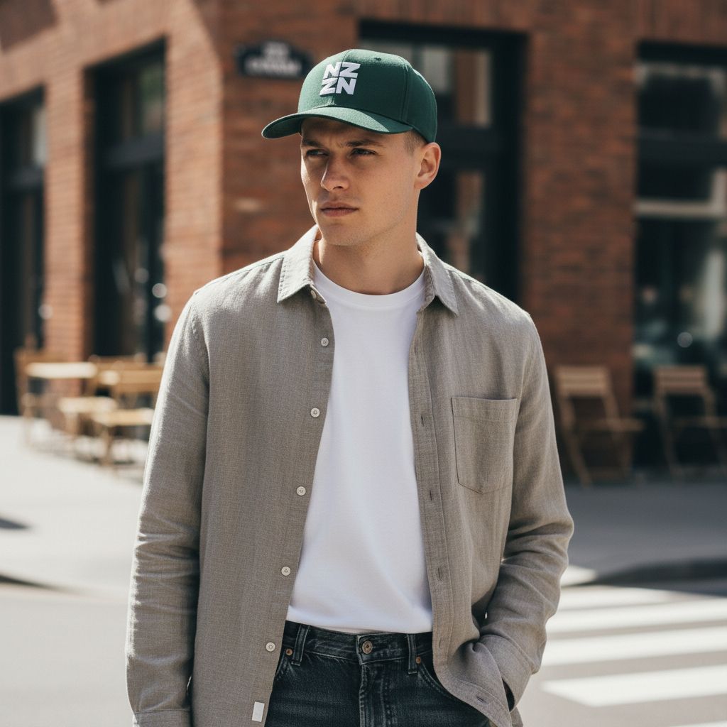 NZZN Adult Cap Bottle Green with Block Logo White