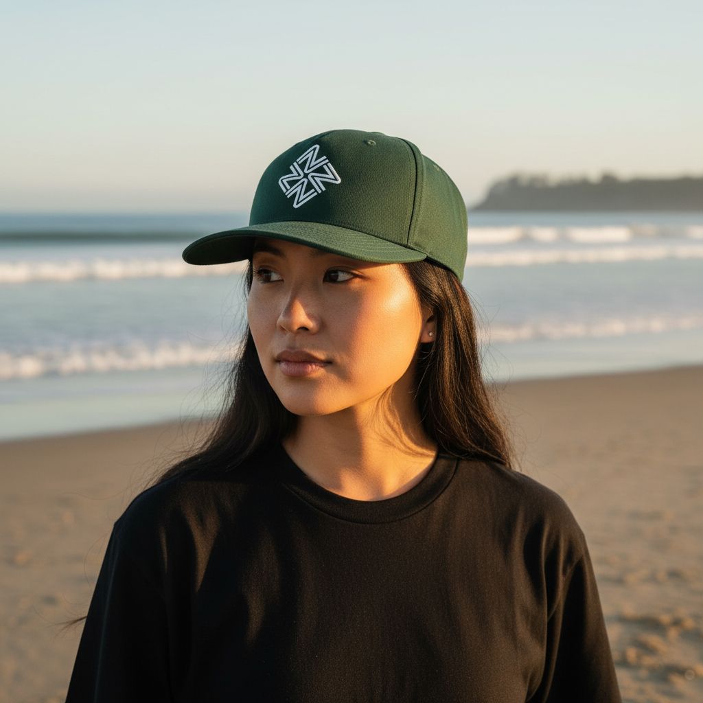 NZZN Adult Cap Bottle Green with Spindle Logo White