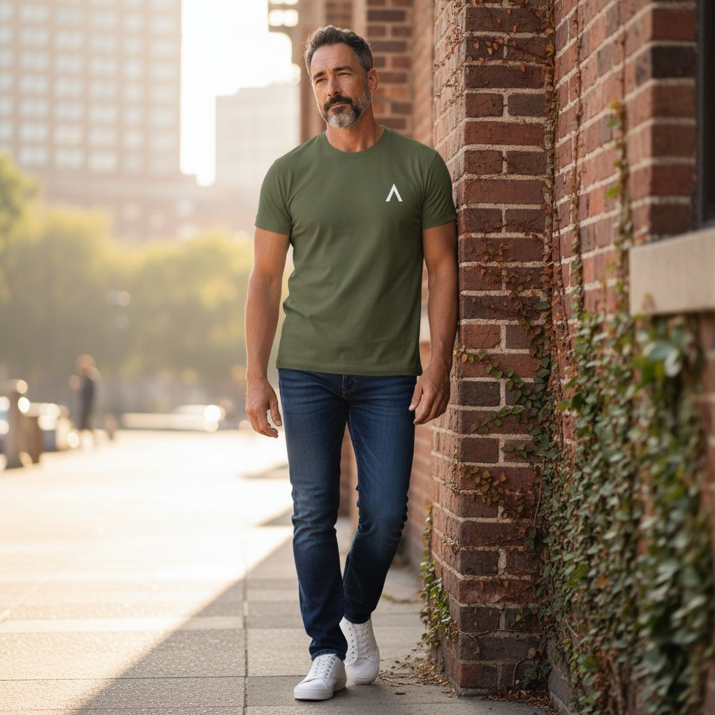 AXLE Mens T-Shirt Military Green with AXLE A White