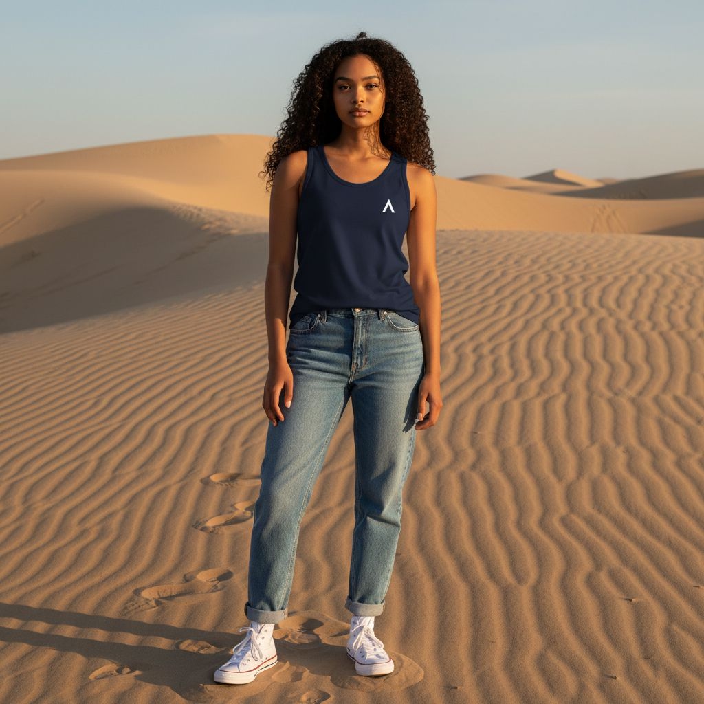 AXLE Ladies Singlet Navy with AXLE A White