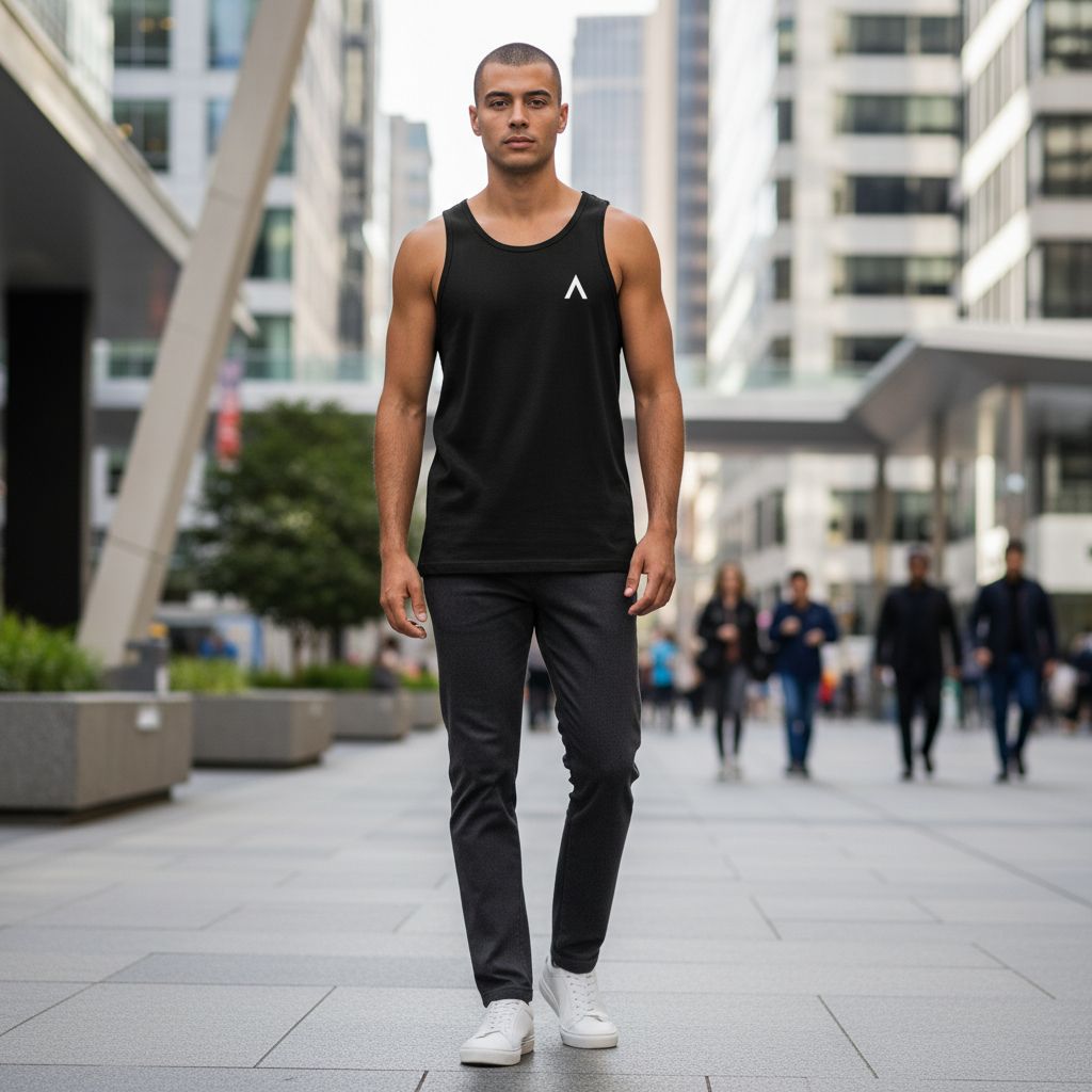 AXLE Mens Singlet Black with AXLE A White