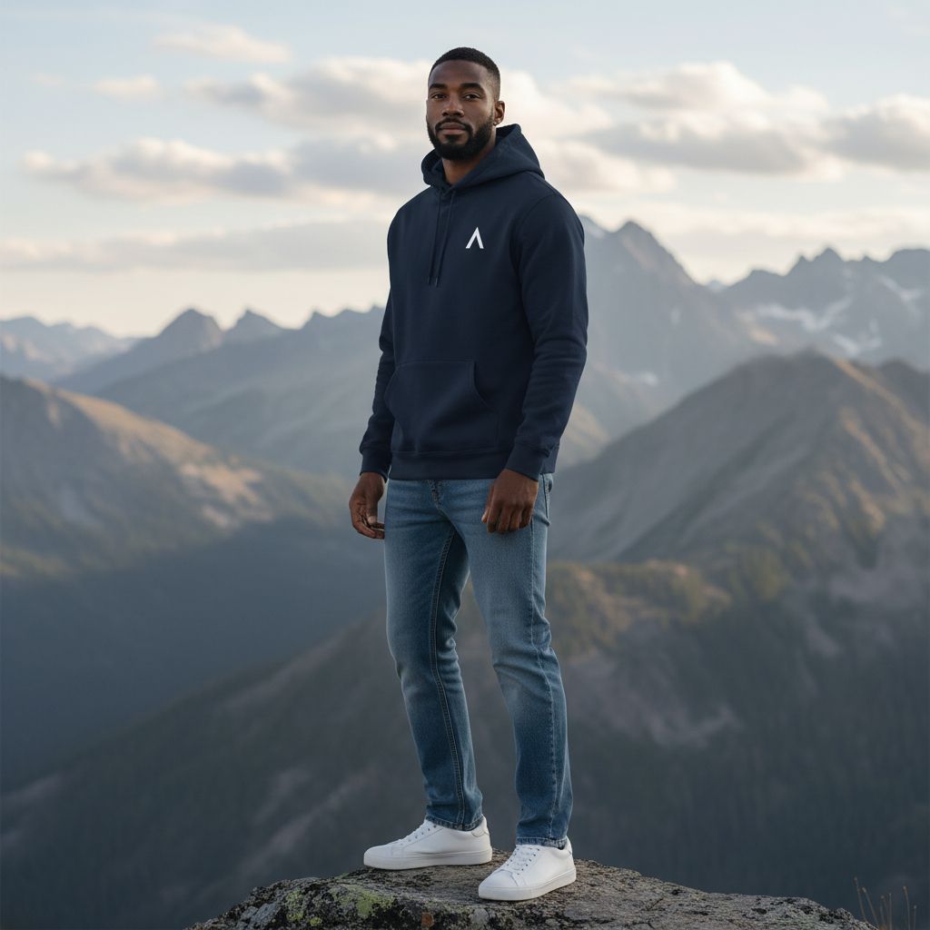 AXLE Mens Hoodie Navy with White AXLE A