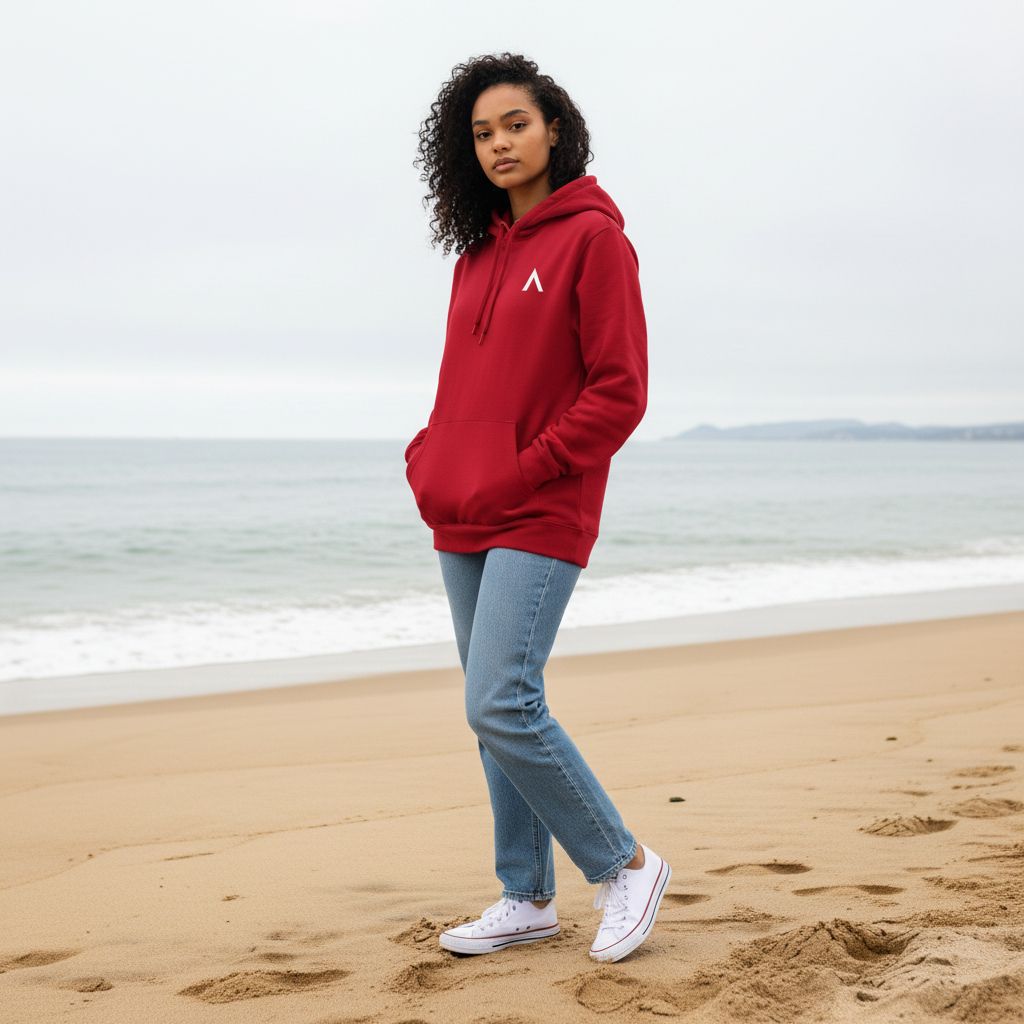 AXLE Ladies Hoodie Red with White AXLE A