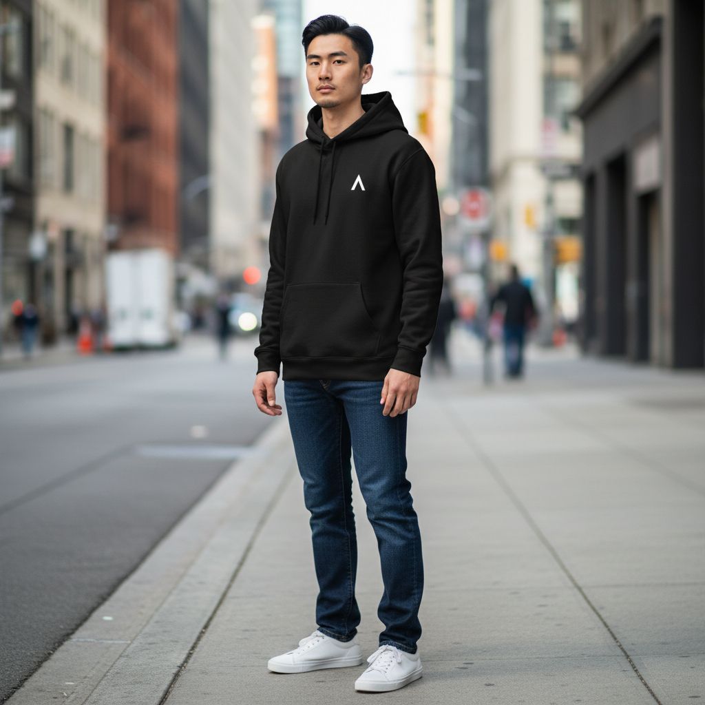 AXLE Mens Hoodie Black with White AXLE A