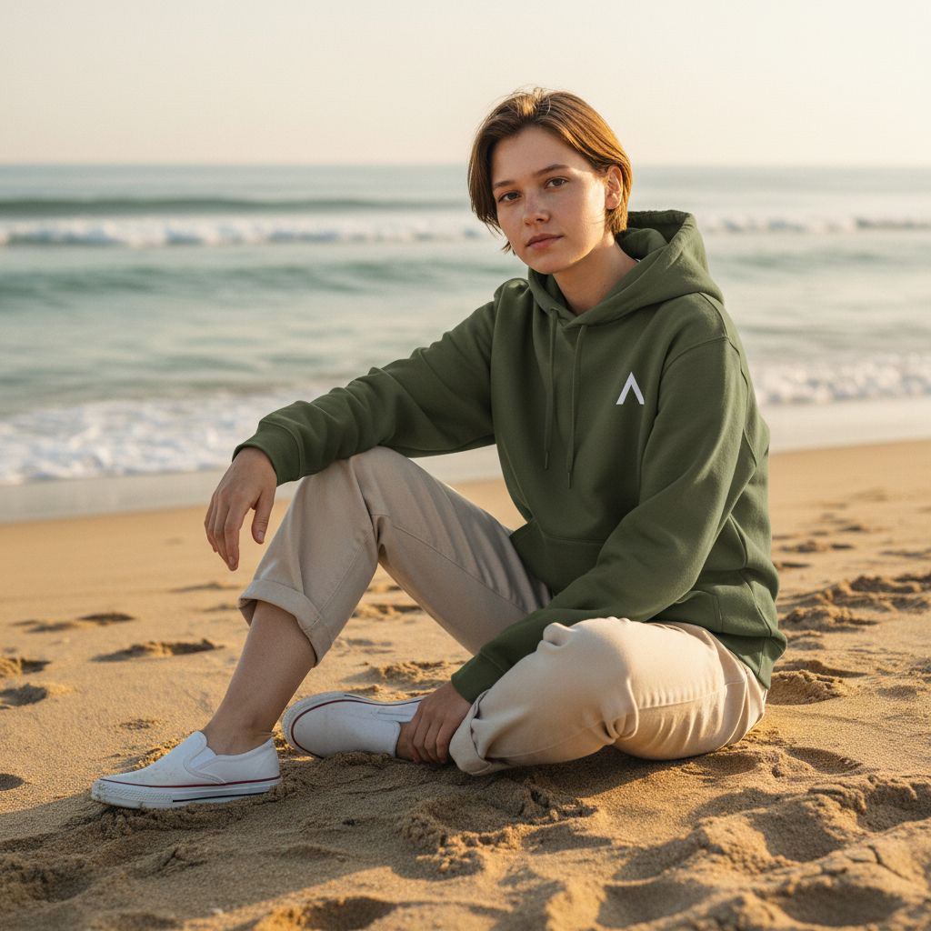 AXLE Ladies Hoodie Military Green with White AXLE A