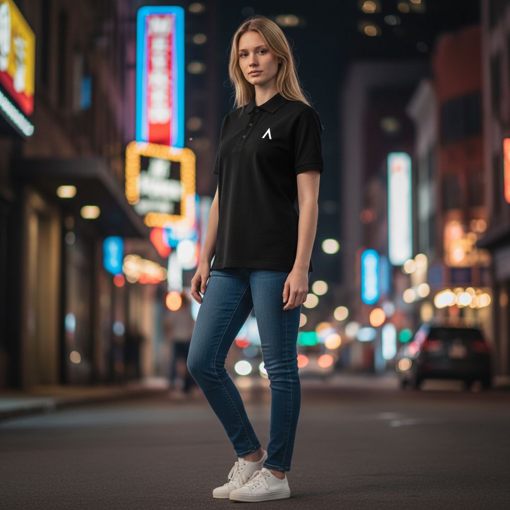 AXLE Ladies Polo Shirt Black with White AXLE A