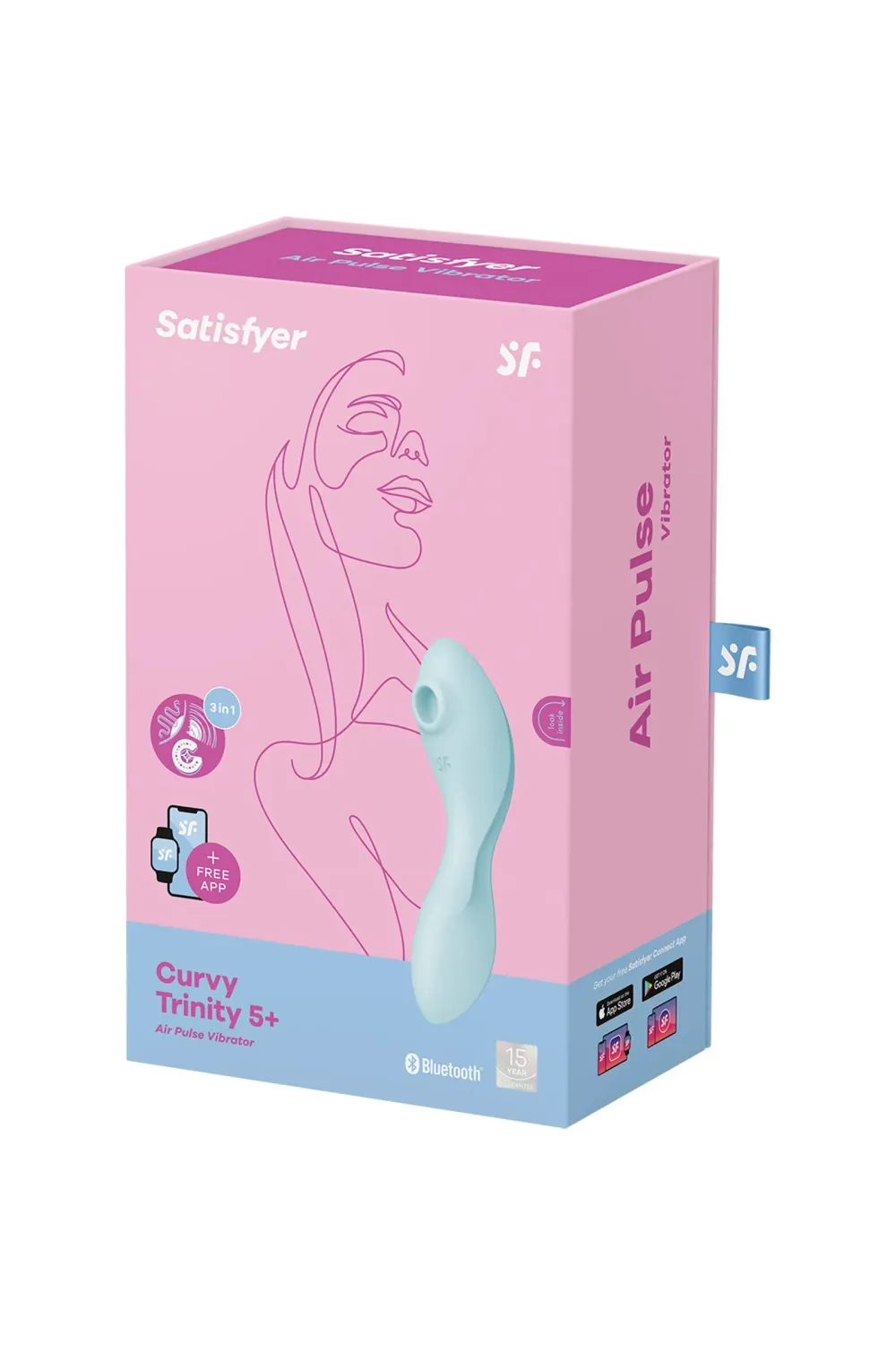 Satisfyer Curvy Trinity 5+, vibromasseur air pulsé clitoris et point G