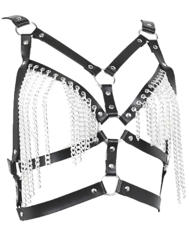 Harnais BDSM ajustable avec chaînette