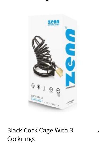 Black cock cage with 3 cockrings