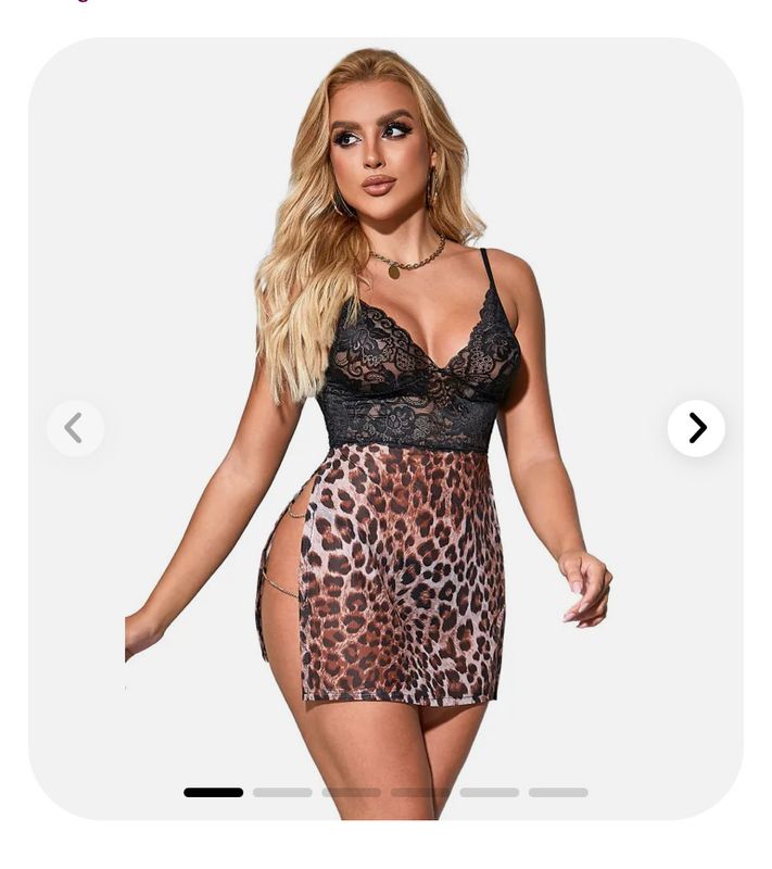 Nuisette en dentelle et tissu léopard avec string