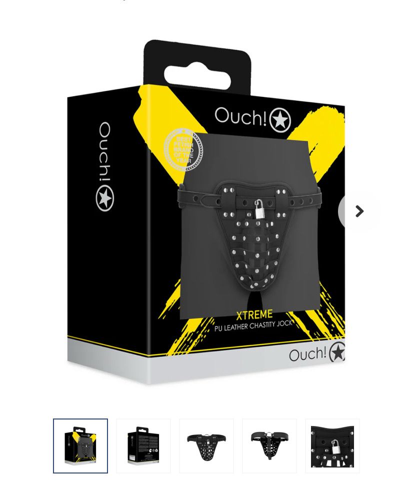PU LEATHER CHASTITY JOCK - BLACK