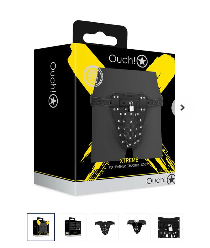 PU LEATHER CHASTITY JOCK - BLACK