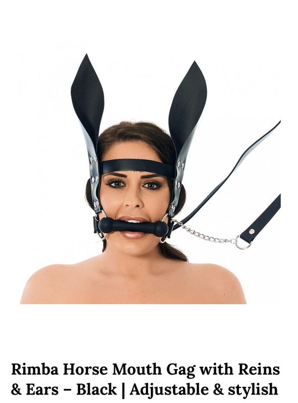 Rimba Horse Mouth Gag with Reins & Ears – Black | Adjustable & stylish