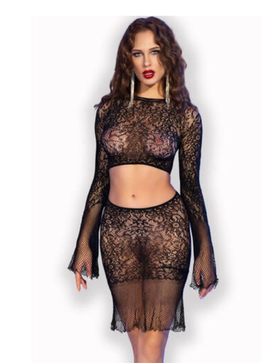 CHILIROSE - CR 4686 HAUT ET JUPE NOIR S/M